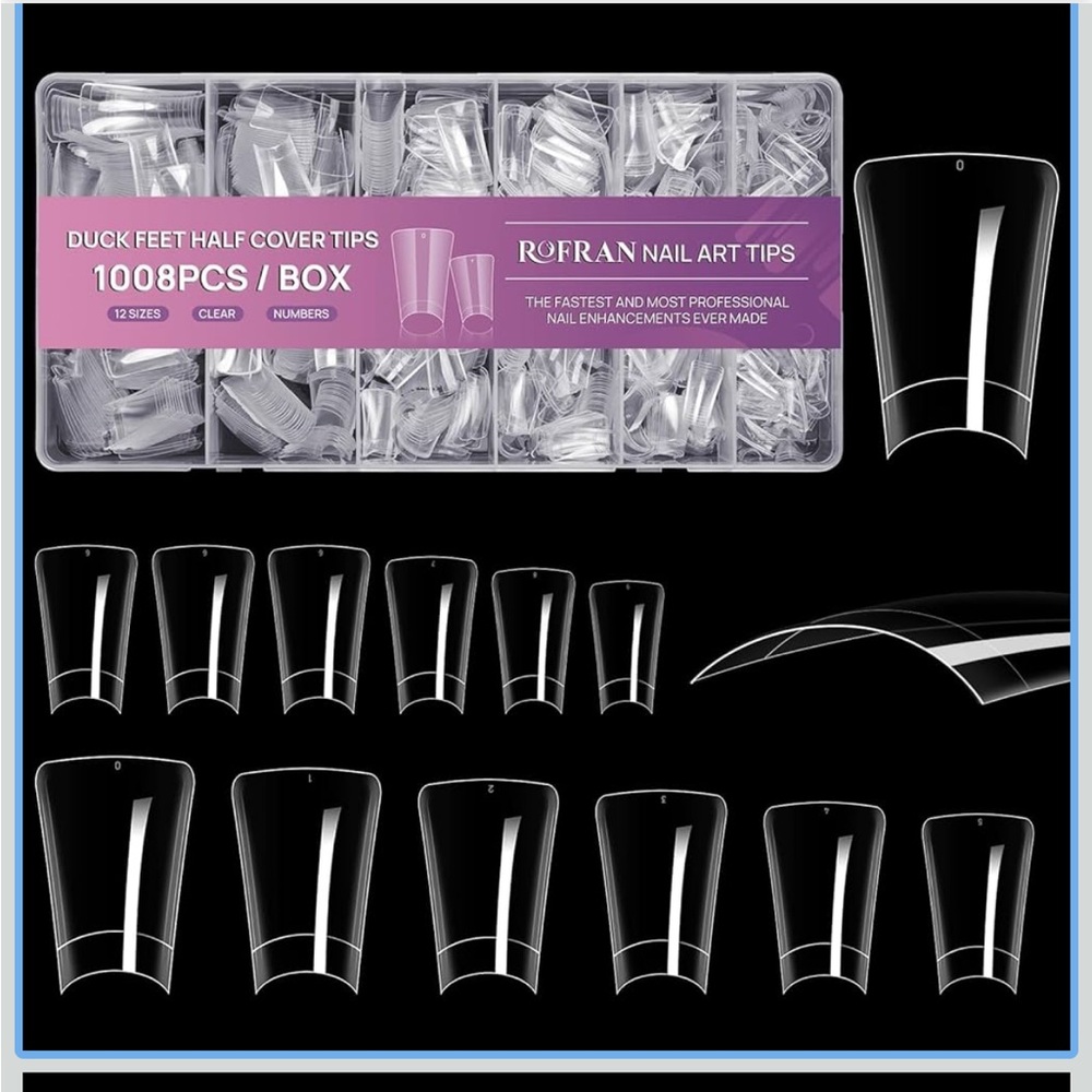 🌙 CC - 1008pcs Duck Nail Tips for Acrylic Clear Nails Y2K Professional Extension